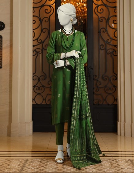 GREEN-JACQUARD-UNSTITCHED-2PC-JLAWN-S-JDS-24-1073 GAUHAR-01
